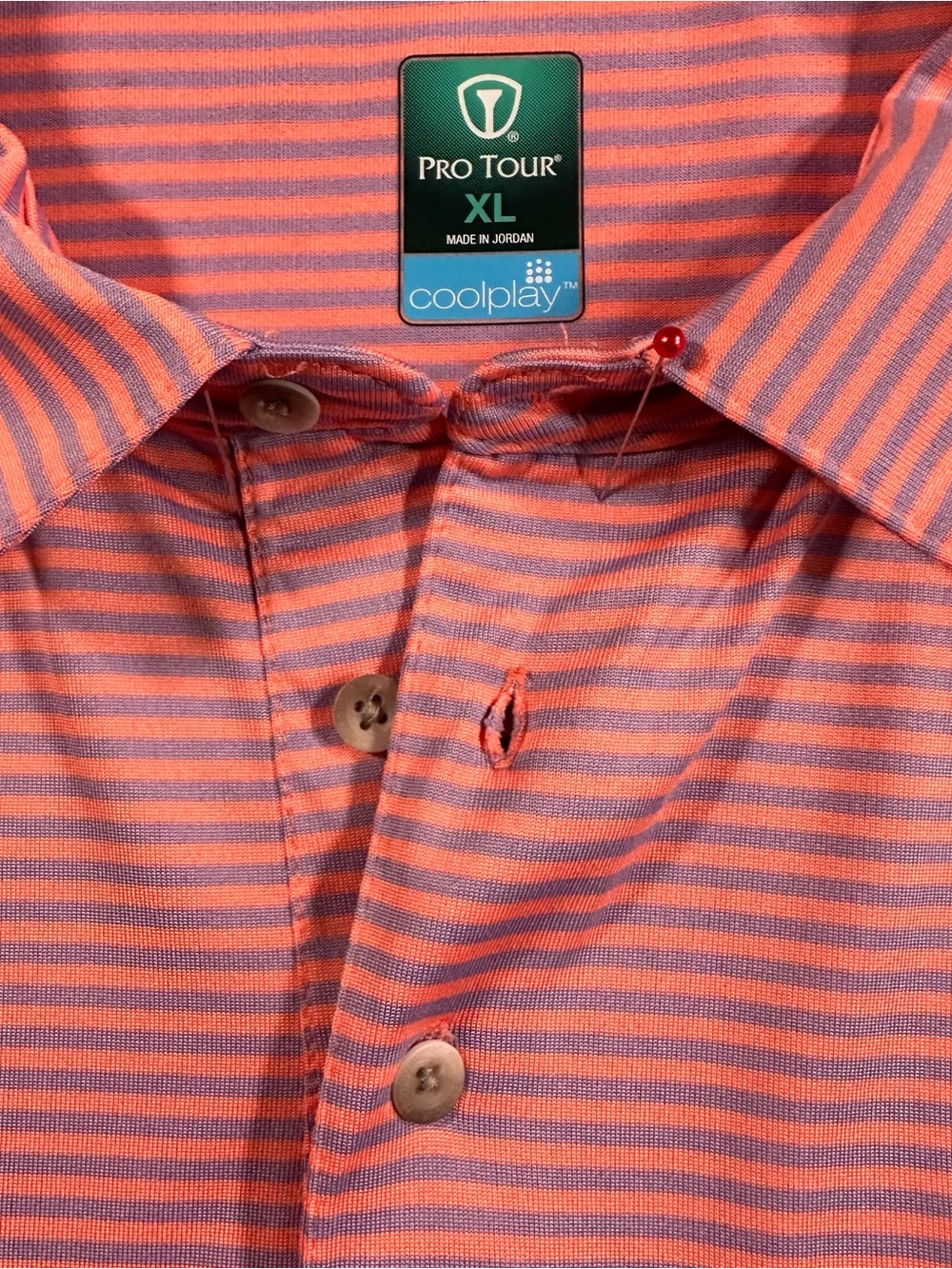Zoom Pink Striped Men's Polo - Picture 3 of 10